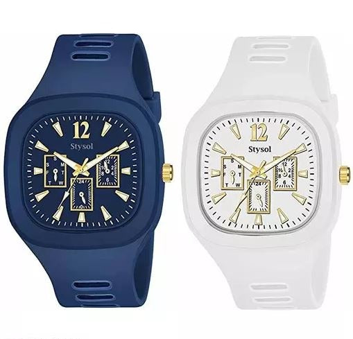 Stylish Square Dial Silicon Straps Watch for Men