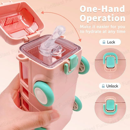 Bus Shape Water Bottle With Straw
