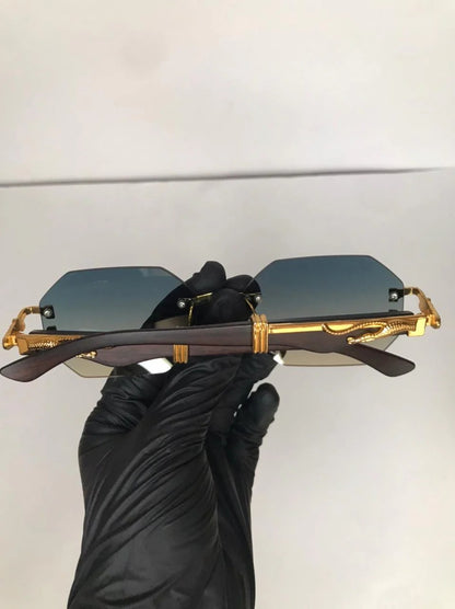Designer Rimless Octagon Sunglasses