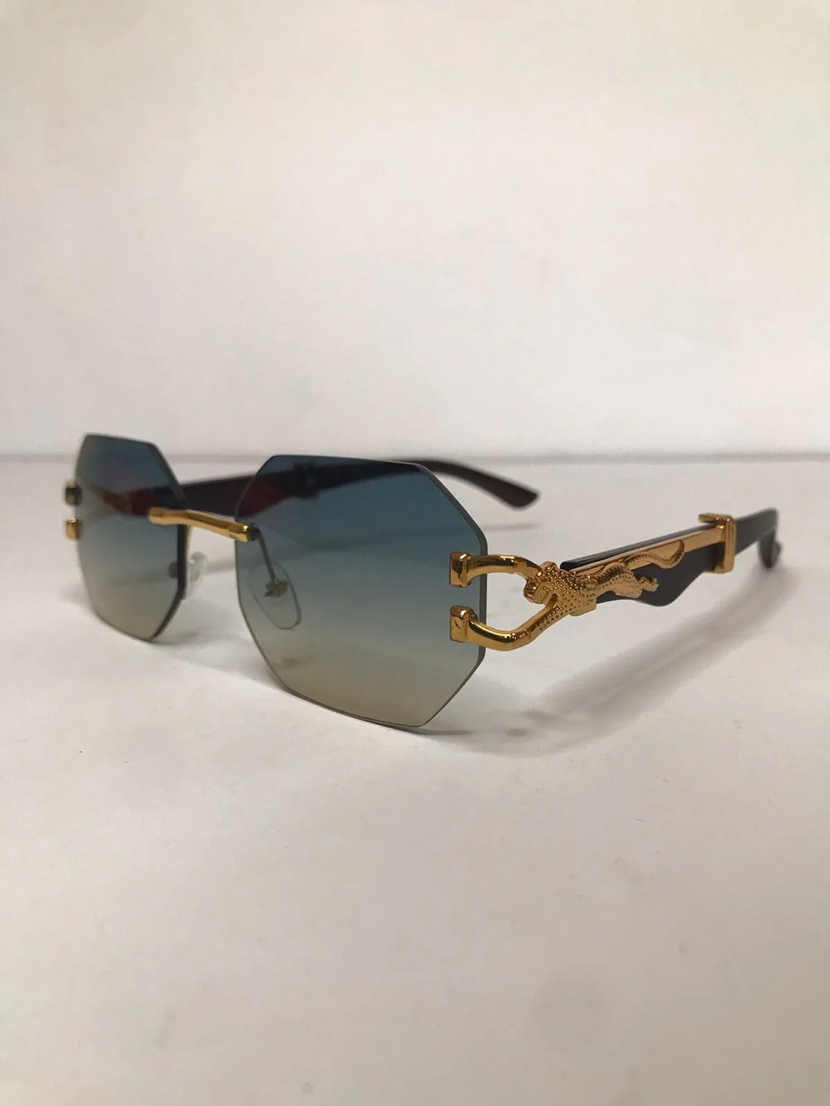 Designer Rimless Octagon Sunglasses