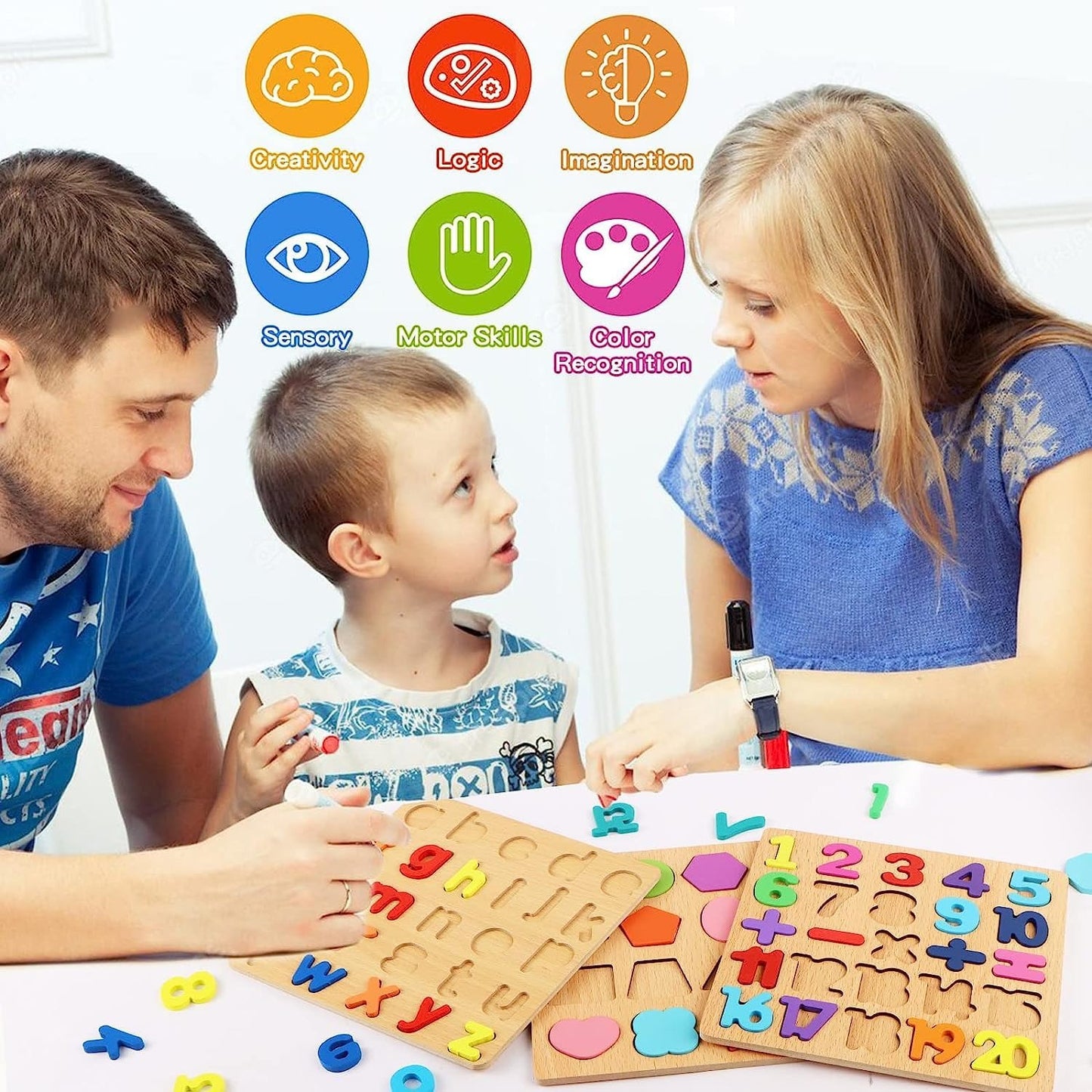 Pack of 2 Boards Wooden Puzzle for Toddlers