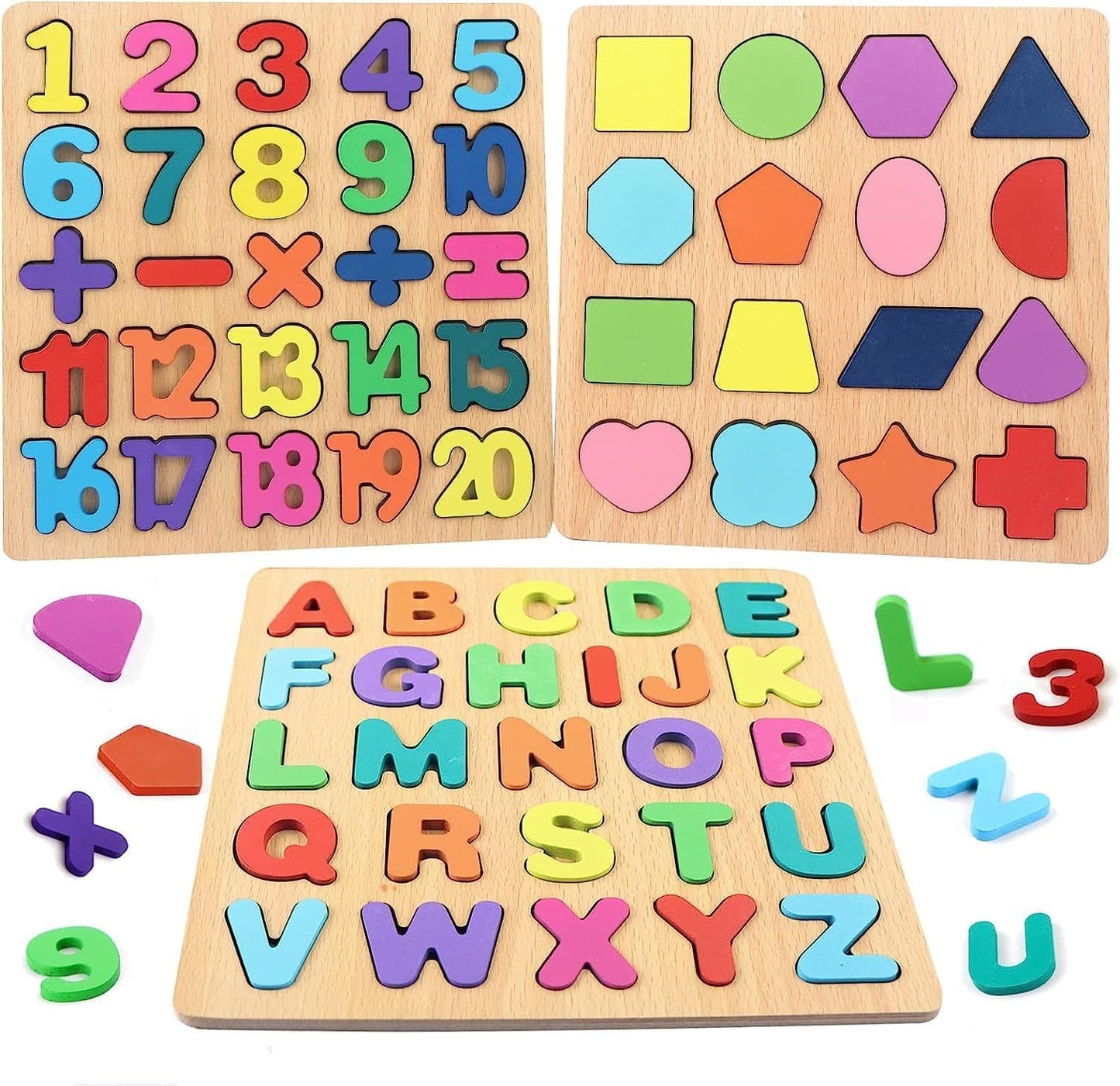 Pack of 2 Boards Wooden Puzzle for Toddlers