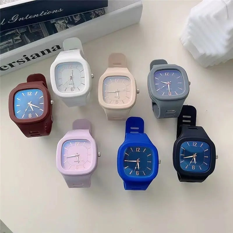 Stylish Square Dial Silicon Straps Watch for Men