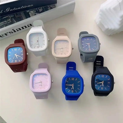 Stylish Square Dial Silicon Straps Watch for Men