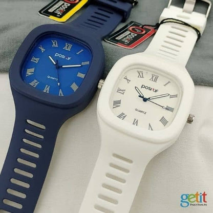 Stylish Square Dial Silicon Straps Watch for Men