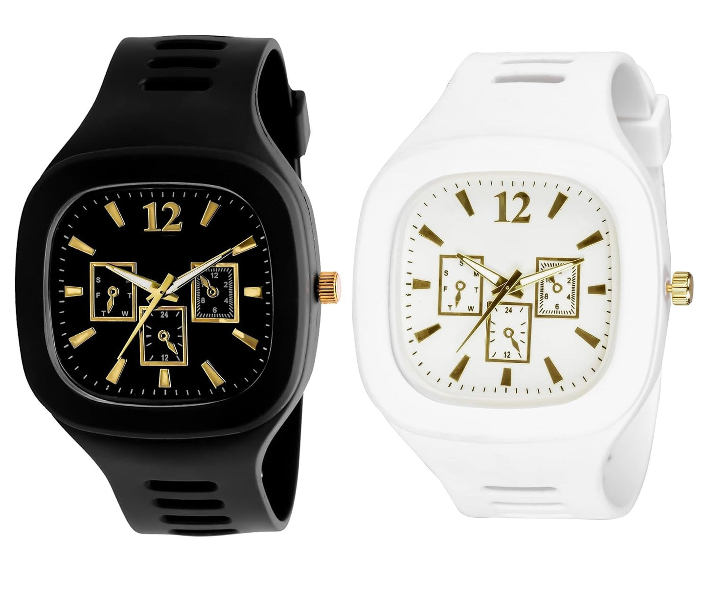 Stylish Square Dial Silicon Straps Watch for Men