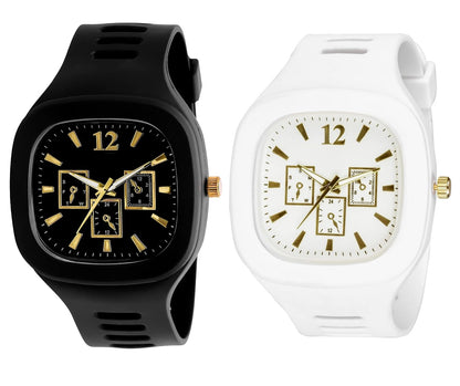 Stylish Square Dial Silicon Straps Watch for Men