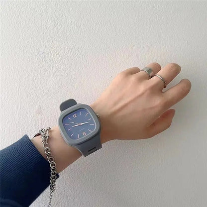 Stylish Square Dial Silicon Straps Watch for Men