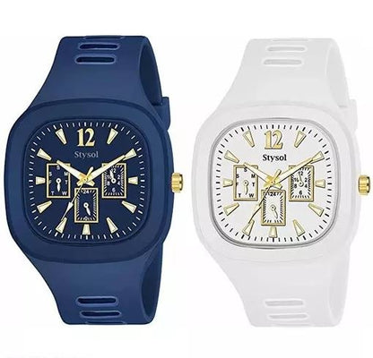Stylish Square Dial Silicon Straps Watch for Men