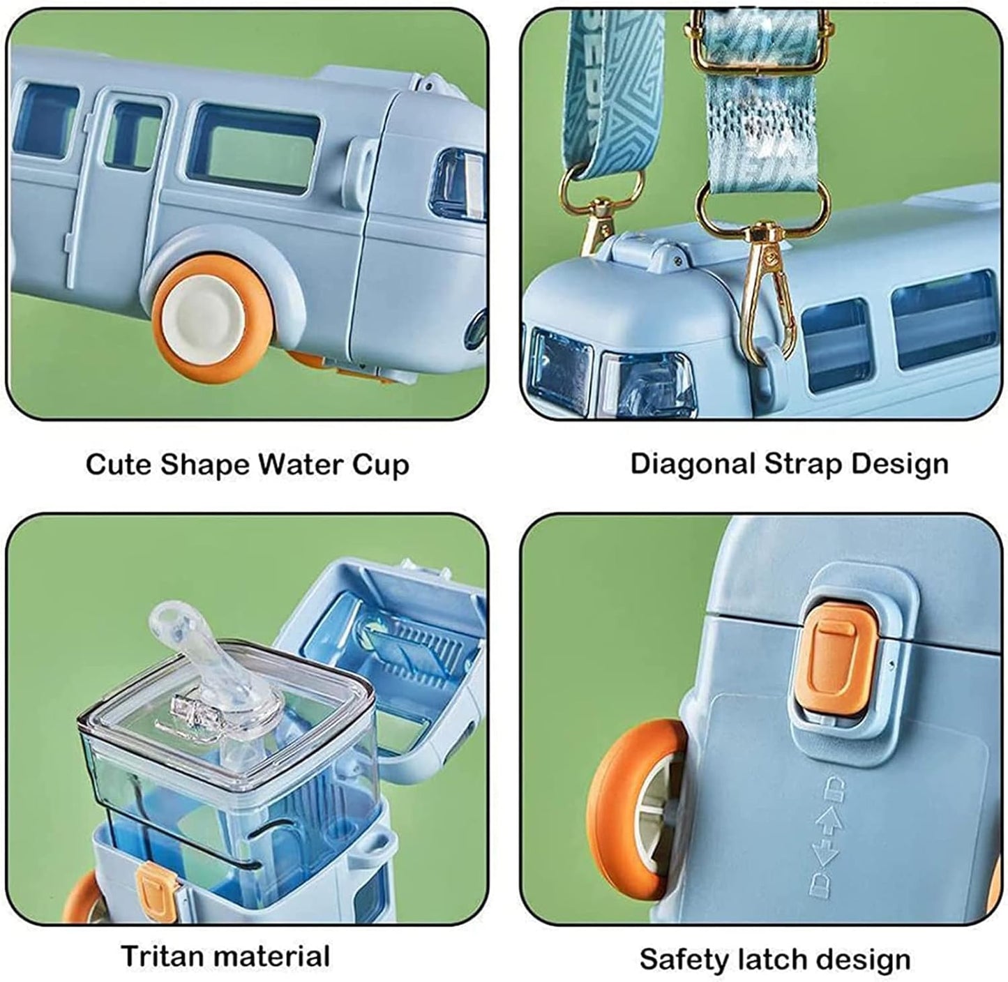 Bus Shape Water Bottle With Straw